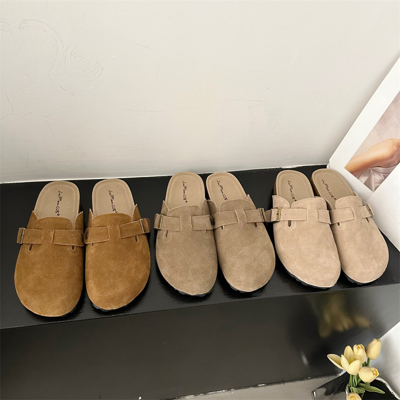 Fengda Women's Thick Sole Leather Birkenstock Slippers 2024 Autumn Retro Casual Mules - Image 5