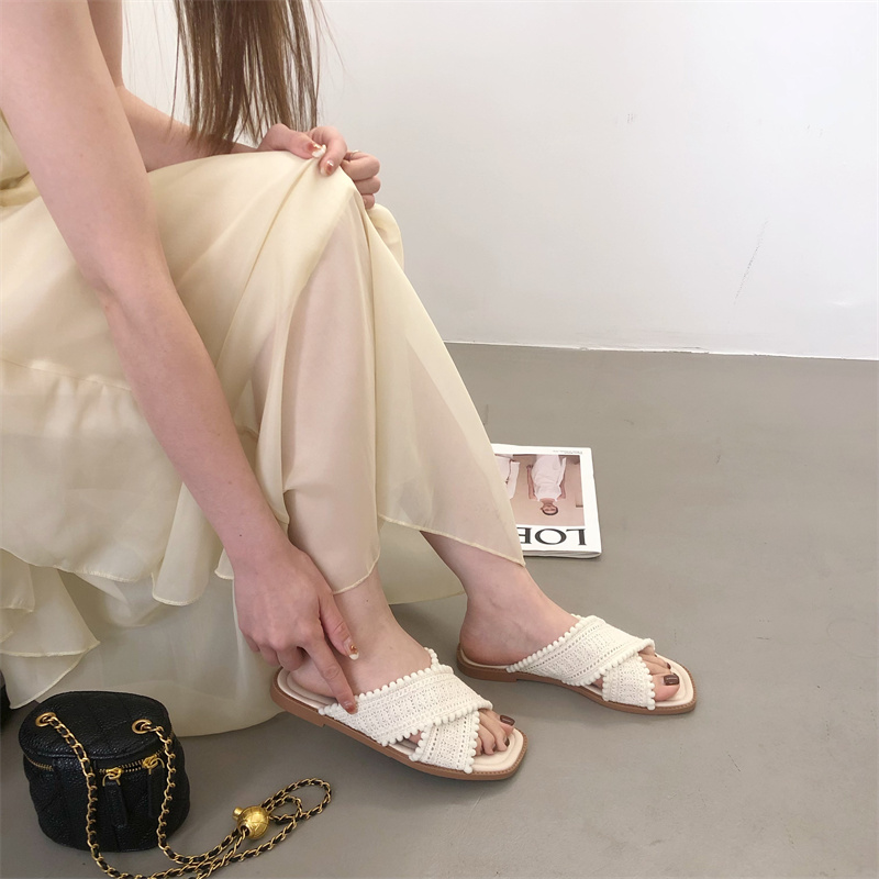 Fengda Women's Roman Style Flat Sandals 2024 Summer Cross Strap Slippers - Image 3
