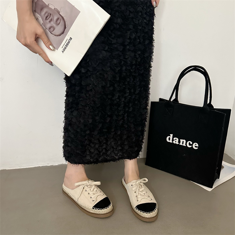 Baotou Half Slippers for Women Summer Outdoor 2024 New Lazy One-Step Small Fragrant Style Woven Fisherman Shoes - Image 3