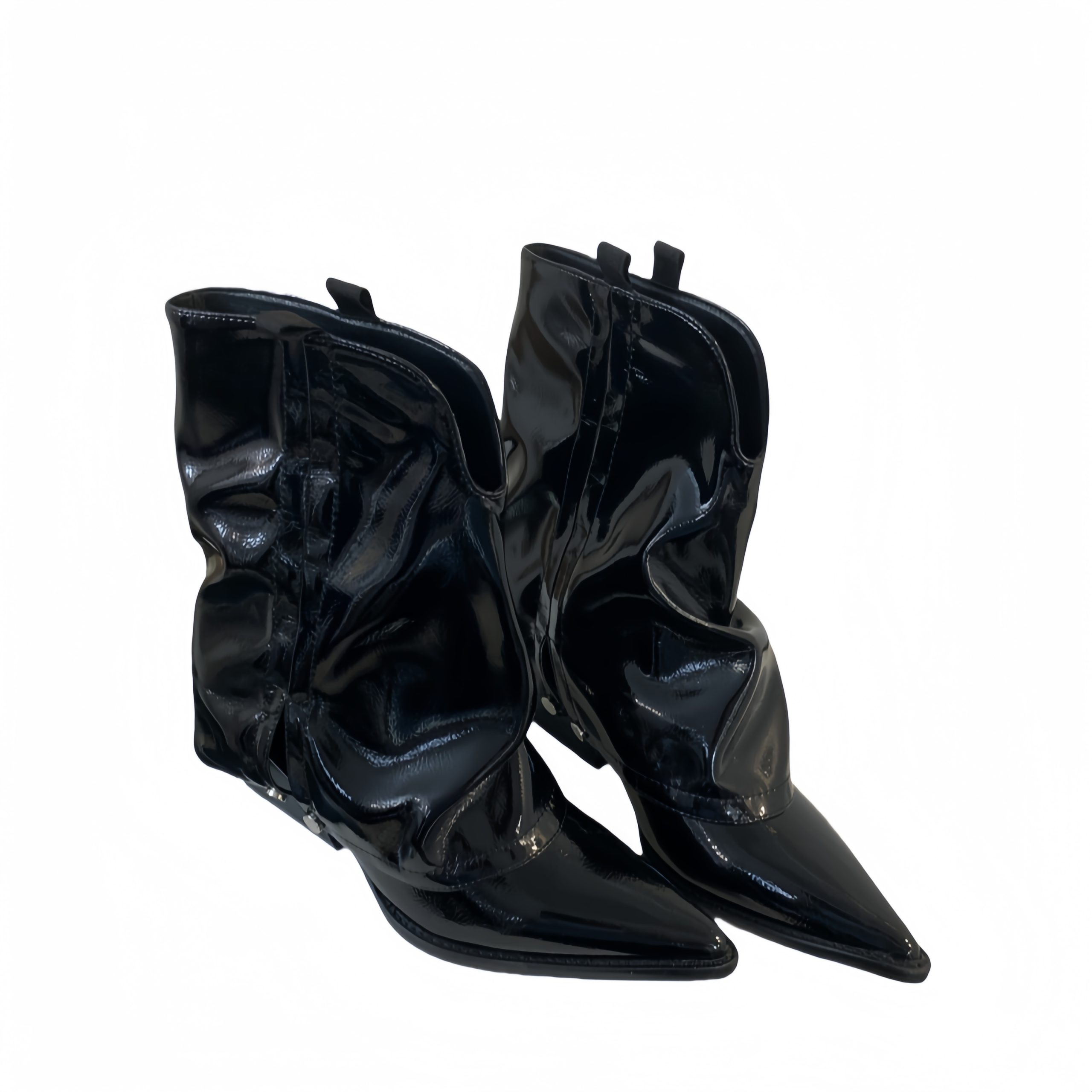 2024 Women's Pointed Toe Western Cowboy Boots Ankle Boots for Petite Women Raised Heel Short Boots Pant Boots - Image 5