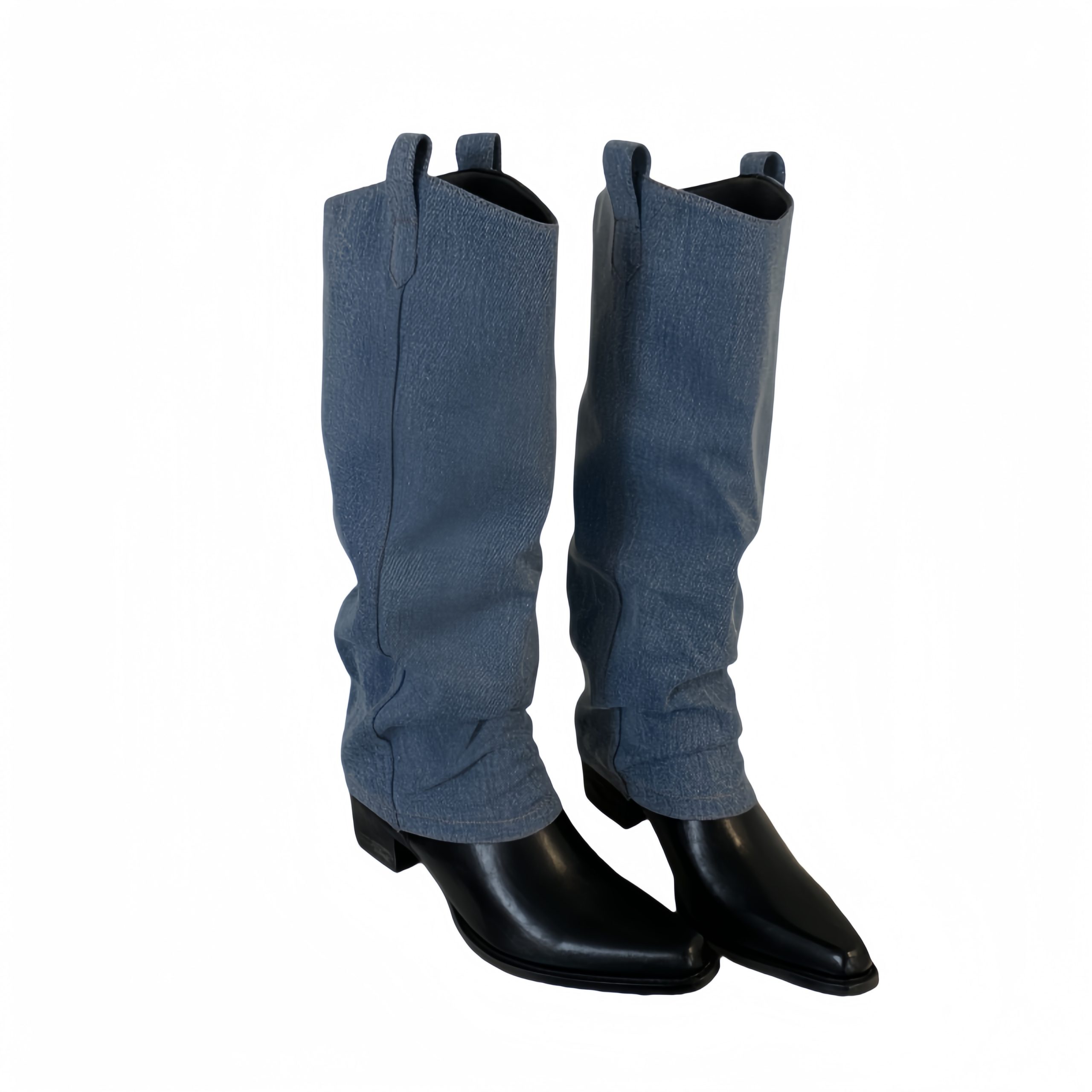 BUBUFLY 2024 Autumn Winter Women's Fashion Stitched Pointed Toe Mid Calf Boots - Image 5