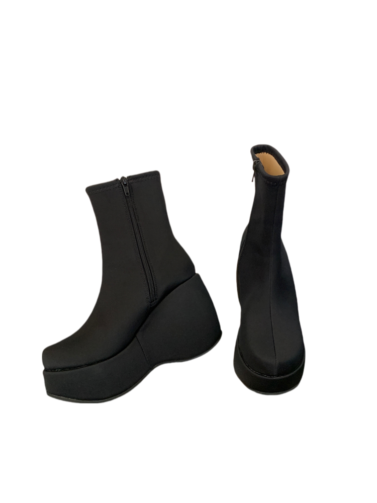 2024 New Fall Winter Chunky Heel High Top Ankle Boots Women Platform Wedge Shoes - Image 5