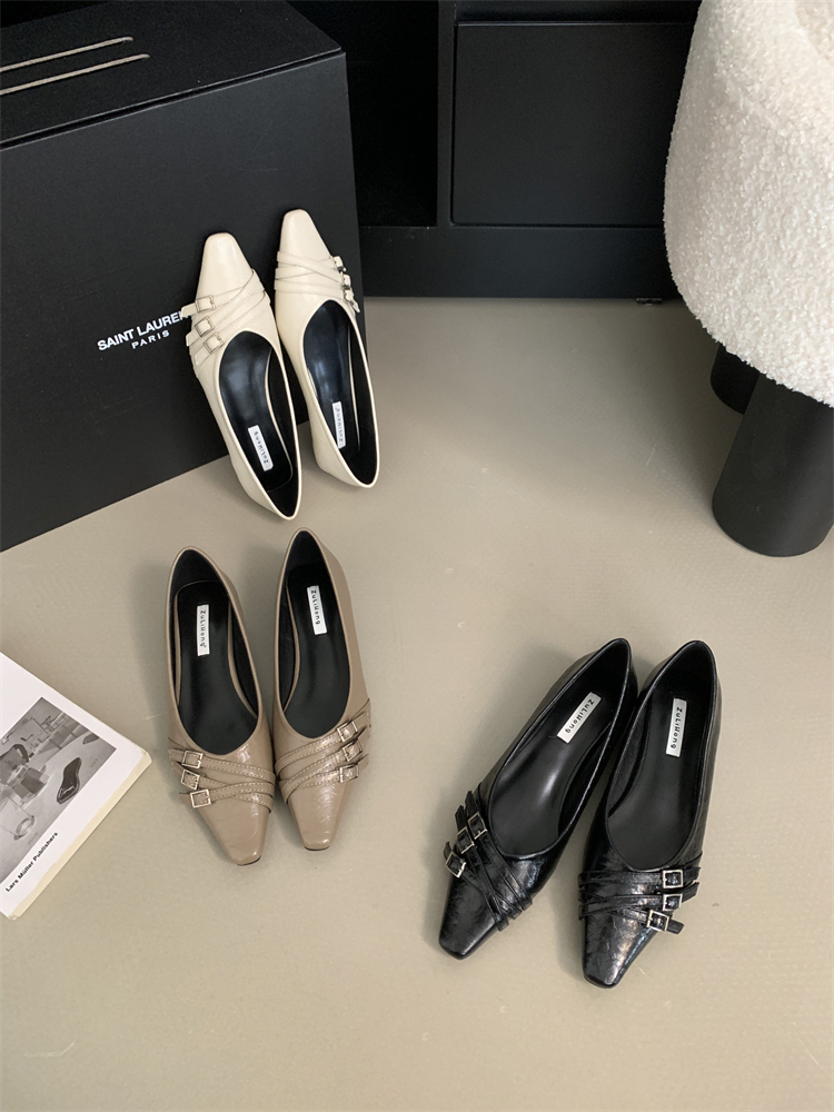 French Style Commuter Shoes Premium Low Heel Flats for Women 2025 Spring Autumn New Pointed Toe Mary Jane Shoes