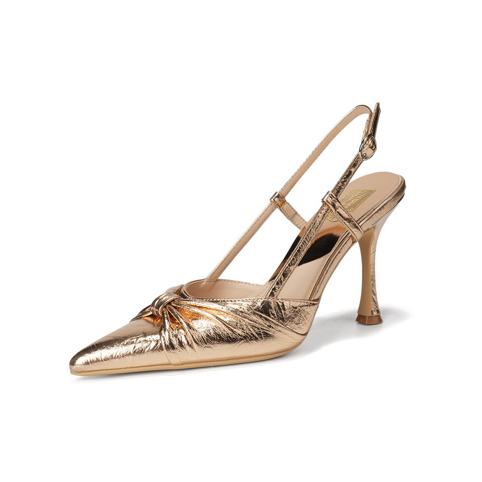 BIG WOOD Women's Pointed Toe Strap Sandals with Bow and Twisted Pattern, 9cm Heel, Party Shoes - Image 5