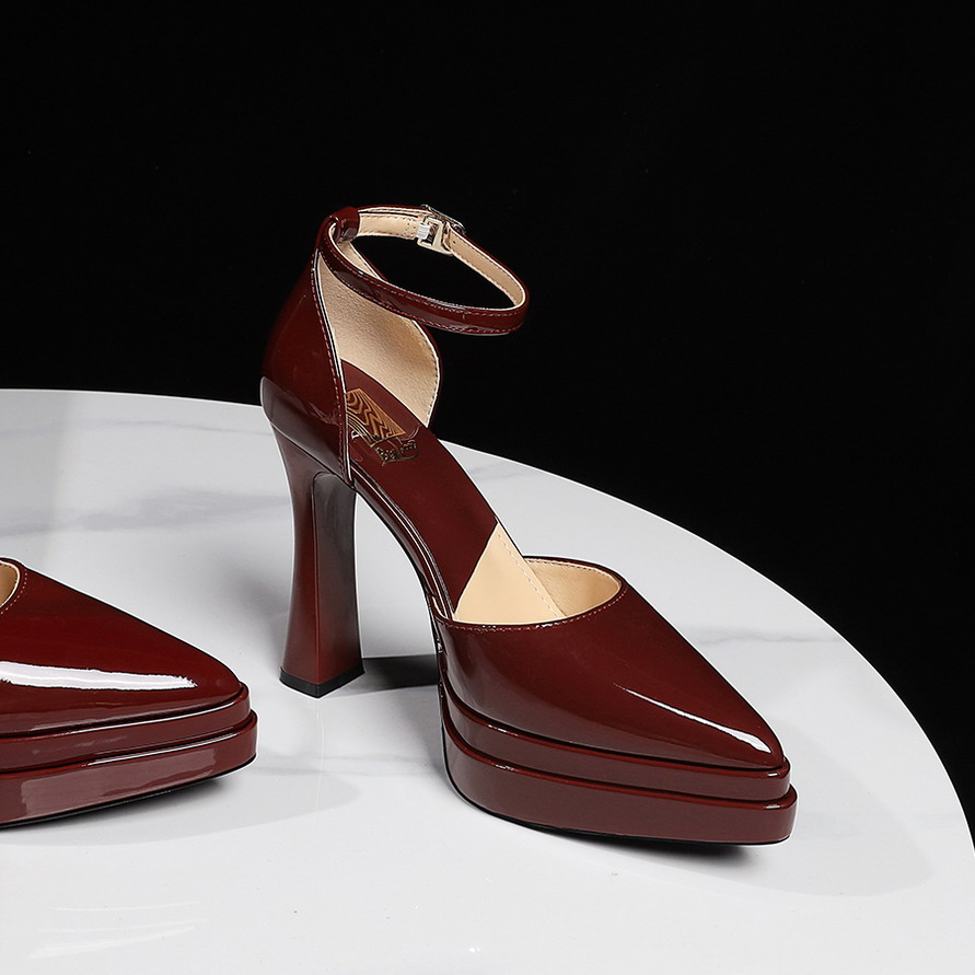Women's European American Style Double-Layer Platform High Heel Pointed Toe Patent Leather Sexy Sandals