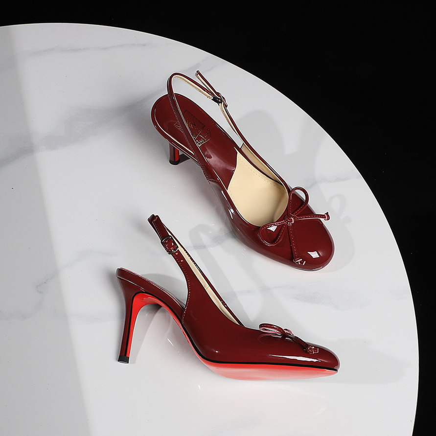 French Style One-Strap Red Sole Sexy High Heel Round Toe Bow Decor Open Toe Sandals for Women - Image 2